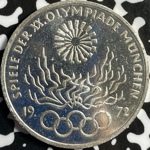 1972-F West Germany 10 Mark Lot#D6224 Silver! High Grade! Beautiful! Olympics