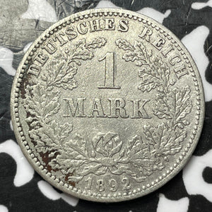 1892-E Germany 1 Mark Lot#D6830 Silver! Key Date!
