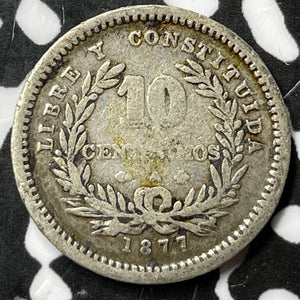 1877 Uruguay 10 Centesimos Lot#D6697 Silver!
