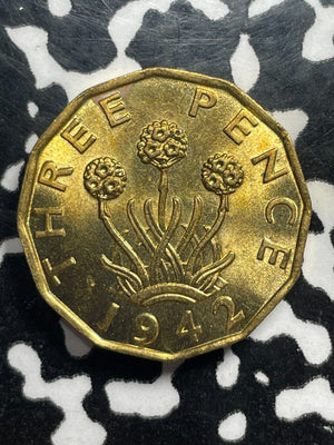 1942 Great Britain 3 Pence Threepence Lot#M0184 High Grade! Beautiful!
