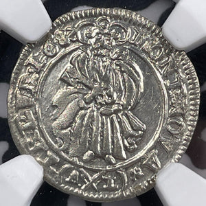 1682 Germany Trier 4 Pfennig NGC Cleaned-UNC Details Lot#G6572 Silver!