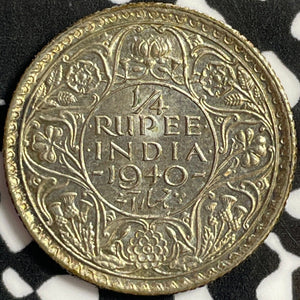 1940 India 1/4 Rupee Lot#D2785 Silver! High Grade! Beautiful!