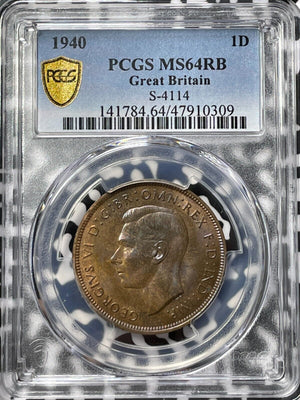1940 Great Britain 1 Penny PCGS MS64RB Lot#G5244 Beautiful Toning! Better Date!