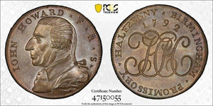 1792 G.B. Warwickshire Hickman's 1/2 Penny Conder Token PCGS MS64BN Lot#G5540