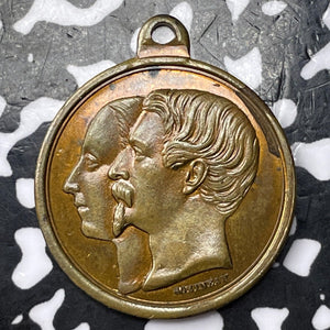 1853 France Napoleon III & Eugenie Marriage Medalet Lot#D3841 24mm