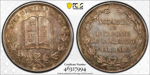 (1880-DT) France Notaries Of Rochefort Jeton PCGS MS65 Lot#G4404 Silver! BU!