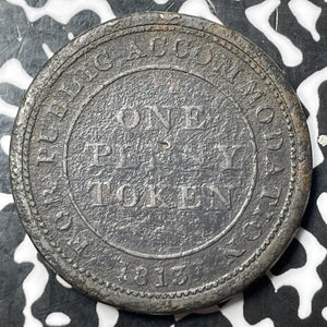 1813 Great Britain Staffordshire Newcastle 1 Penny Token Lot#D1746 Withers-900