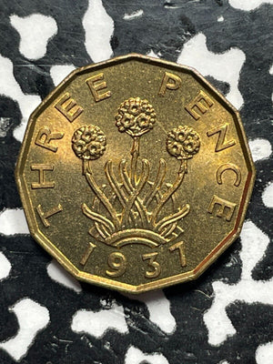 1937 Great Britain 3 Pence Threepence Lot#M0131 High Grade! Beautiful!