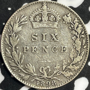 1898 Great Britain 6 Pence Sixpence Lot#D3004 Silver!