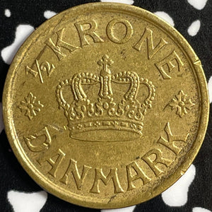 1925 Denmark 1/2 Krone Half Krone Lot#D1944 High Grade! Beautiful!