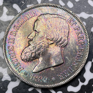 1889 Brazil 2000 Reis Lot#JM6224 Large Silver Coin! High Grade! Beautiful!