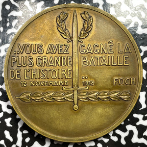 1918 France WWI Armistice Victory Art Deco Medal By P. Turin Lot#OV770 68mm