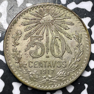 1917 Mexico 50 Centavos Lot#D4050 Silver! Nice!