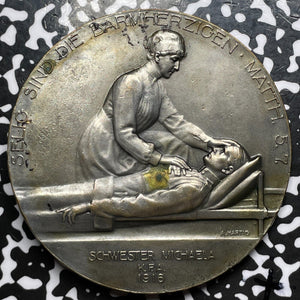 1916 Austria Maria Theresa/Nurse Michaela Silvered Bronze Medal Lot#OV995 65mm