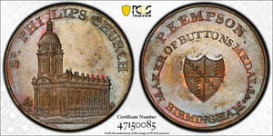 (c.1790) G.B. Warwickshire Kempsons 1/2 Penny Conder Token PCGS MS63BN Lot#G5550