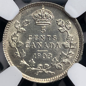 1903 Canada 5 Cents NGC Cleaned-UNC Details Lot#G6473 Silver! Better Date