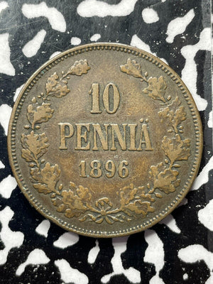 1896 Finland 10 Pennia Lot#V9860
