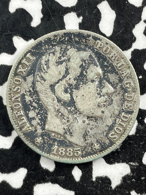 1885 Spanish Philippines 20 Centimos Lot#M2512 Silver!