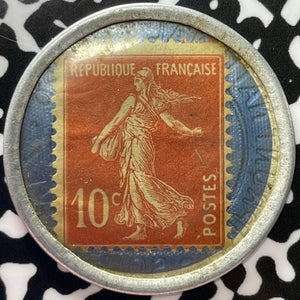 1920 France Lyon Credit Lyonnais 10 Centimes Encased Postage Notgeld Lot#M6573