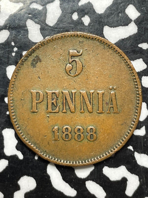 1888 Finland 5 Pennia Lot#M0736