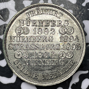 1896 Germany Nurnberg J. Erlenbach White Metal Medal Lot#D3838 29mm