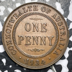 1934 Australia 1 Penny Lot#D4508 Nice!