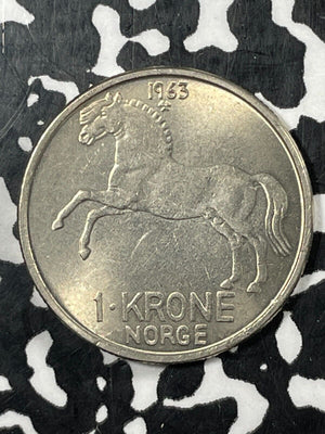 1963 Norway 1 Krone Lot#M2036 High Grade! Beautiful!