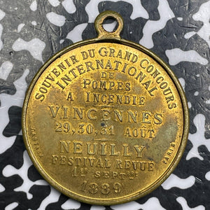 1889 France Vincennes Firefighting Festival Medal Lot#JM6393 35mm