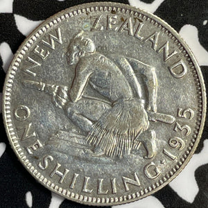 1935 New Zealand 1 Shilling Lot#D1540 Silver!