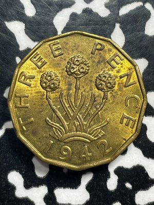 1942 Great Britain 3 Pence Threepence Lot#M0145 High Grade! Beautiful!