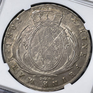 1804-SGH Germany Saxony 1 Thaler NGC AU55 Lot#G6208 Large Silver Coin!