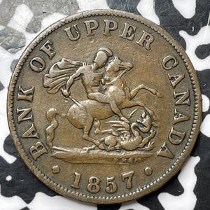 1857 Upper Canada 1/2 Penny Half Penny Token Lot#D4584