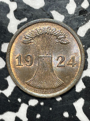 1924-A Germany 2 Pfennig Lot#V9912 High Grade! Beautiful!