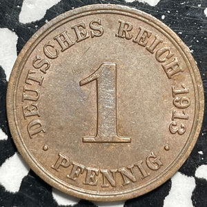 1913-A Germany 1 Pfennig Lot#V9963 High Grade! Beautiful!
