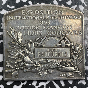 1893 France Chicago International Expo Silvered Bronze Plaque Lot#OV1008 53x50mm