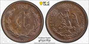 1906-Mo Mexico 1 Centavo PCGS MS63BN Lot#G4451 Choice UNC! Narrow Date