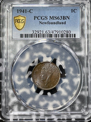 1941-C Newfoundland Small Cent PCGS MS63BN Lot#G5291 Choice UNC!