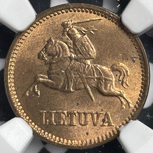 1936 Lithuania 1 Centas NGC MS65RB Lot#G6707 Gem BU!