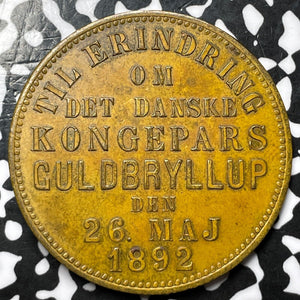 1892 Denmark Golden Wedding Anniversary Medal Lot#D3948 40mm