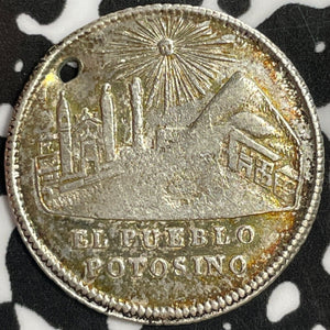 1852 Bolivia 1 Sol Proclamation Lot#M9495 Silver! Holed