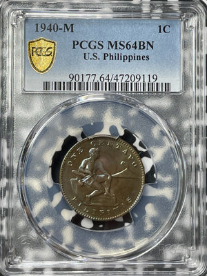 1940-M U.S Philippines 1 Centavo PCGS MS64BN Lot#G5476 Choice UNC!