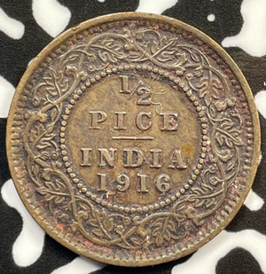 1916 India 1/2 Pice Half Pice Lot#M3668