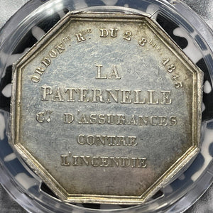 1843 France Paternal Fire Insurance Co. Jeton PCGS MS61 Lot#G5200 Silver!