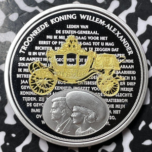 Undated Netherlands Willem-Alexander Medal Lot#OV1173 Silver! 40mm