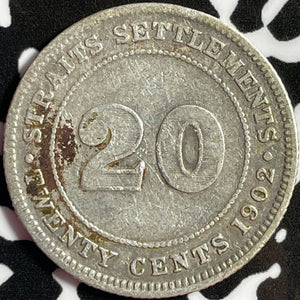1902 Straits Settlements 20 Cents Lot#D5097 Silver!