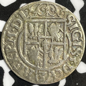 (1628-1635) Poland 3 Polker Lot#D4274 Silver!
