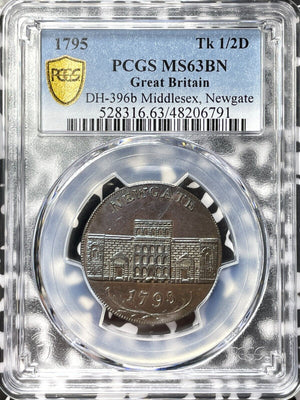 1795 G.B. Middlesex Newgate Prison 1/2 Penny Conder Token PCGS MS63BN Lot#G6771