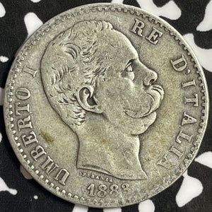 1883-R Italy 2 Lire Lot#M9105 Silver!