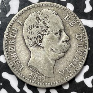 1881 Italy 2 Lire Lot#M8142 Silver!