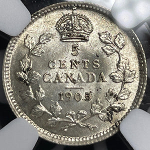 1905 Canada 5 Cents NGC MS63 Lot#G6472 Silver! Choice UNC!